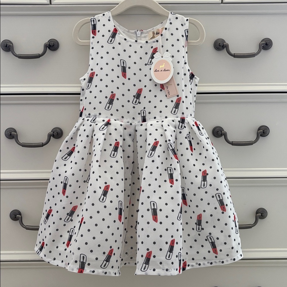 NWT Doe a Dear Lipstick Sheath Dress Retro Toddler Girl Dress Size 3T